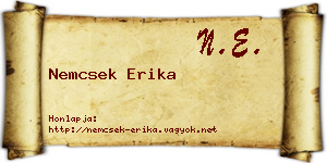 Nemcsek Erika névjegykártya